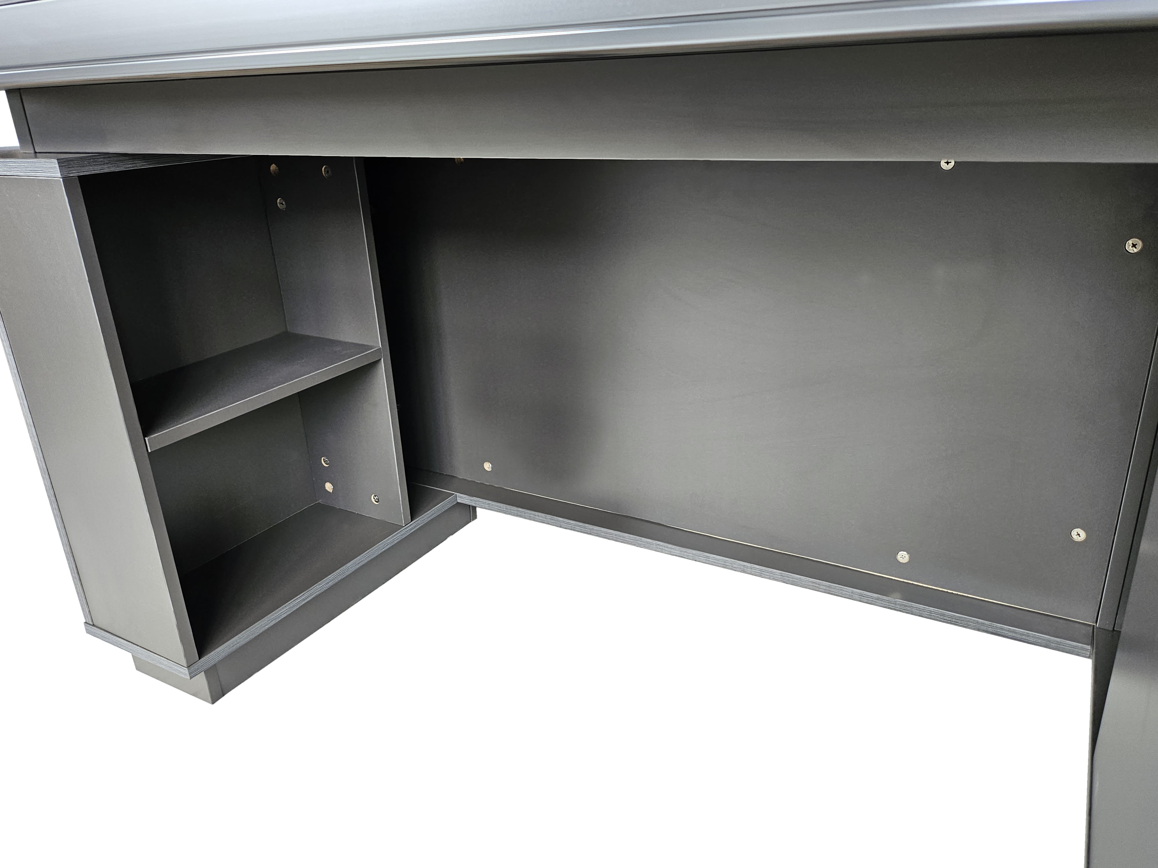 Grey Oak Melamine Executive Straight Office Desk with Full Length Desktop - 1600mm - WKO-FL-S-D0516